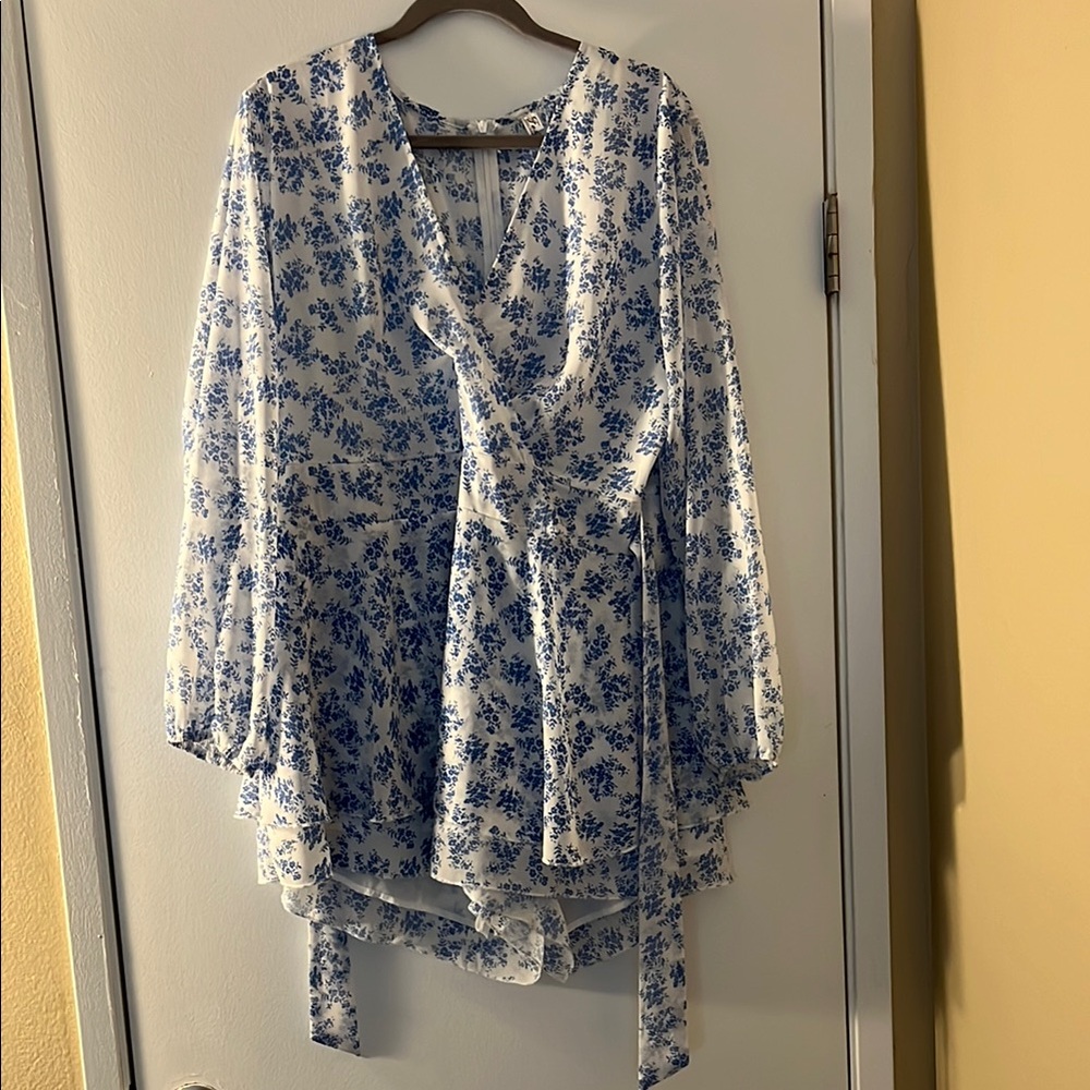 Blue flowered mini dress
